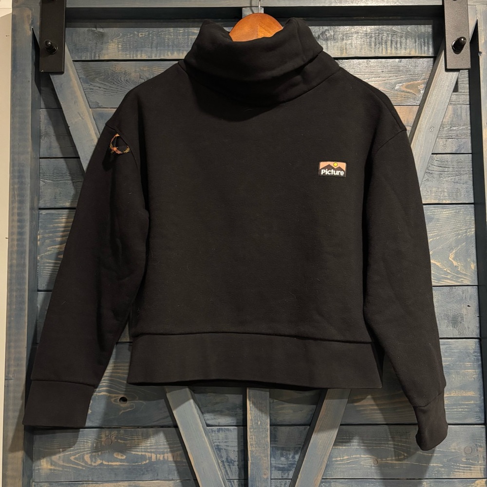 Women's Picture Black Turtleneck Sweatshirt Size Small